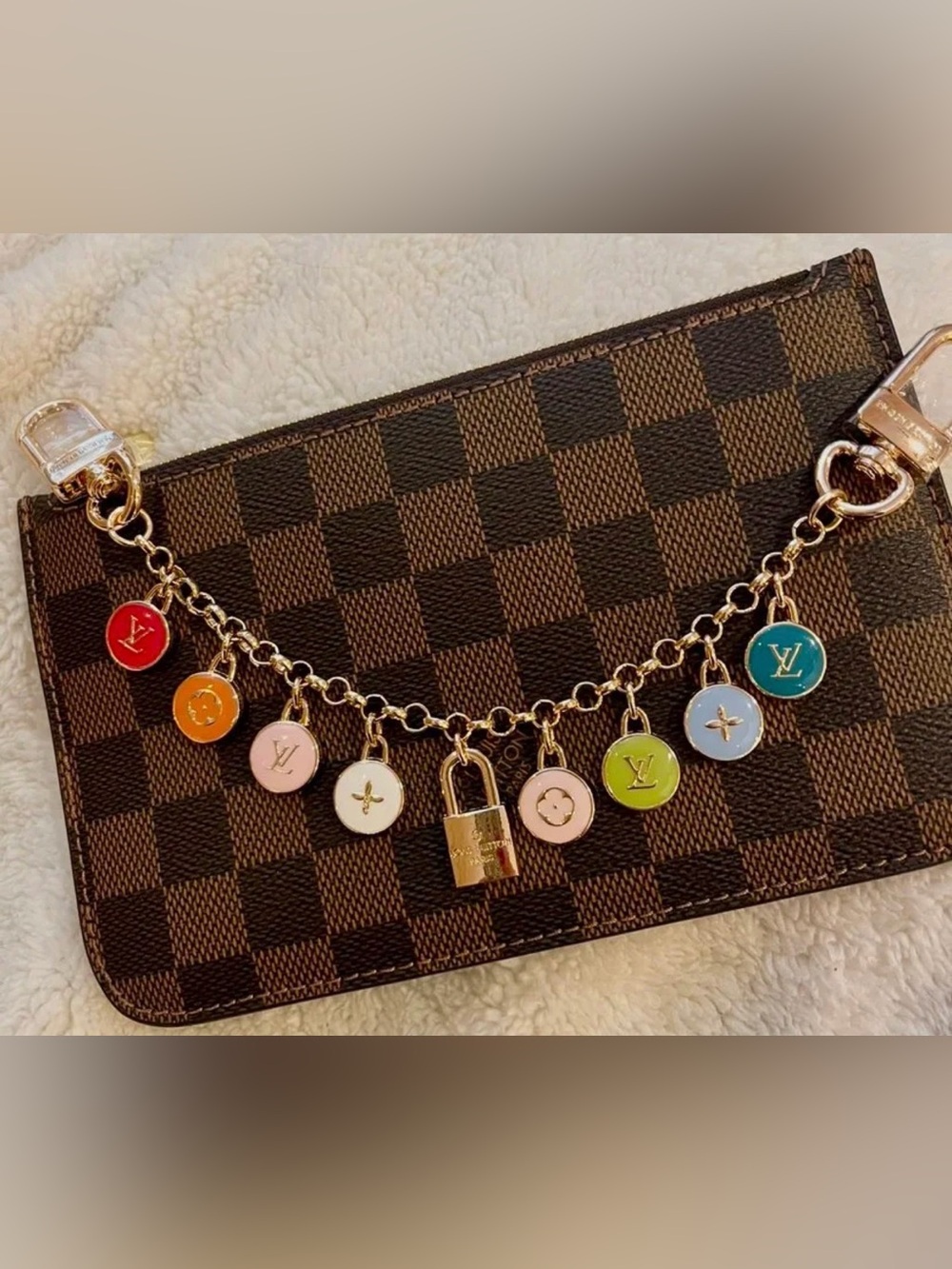 Louis Vuitton Multicolor Enamel Charm Chain with Gold-Tone Padlock